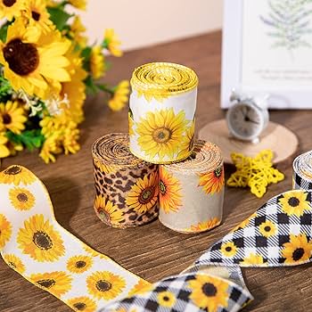 Amazon.com: Whaline Sunflower Wired Edge Ribbon 30 Yard